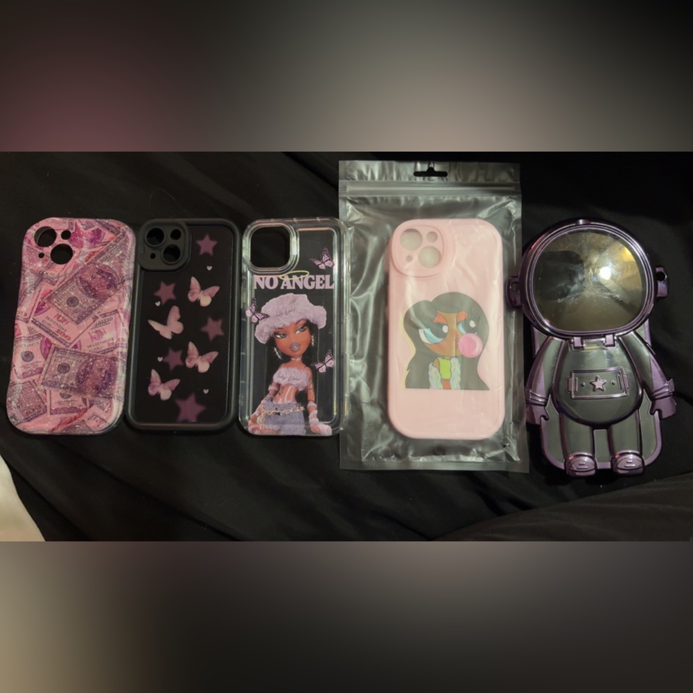 SHEIN Pink and Black Phone Case Set